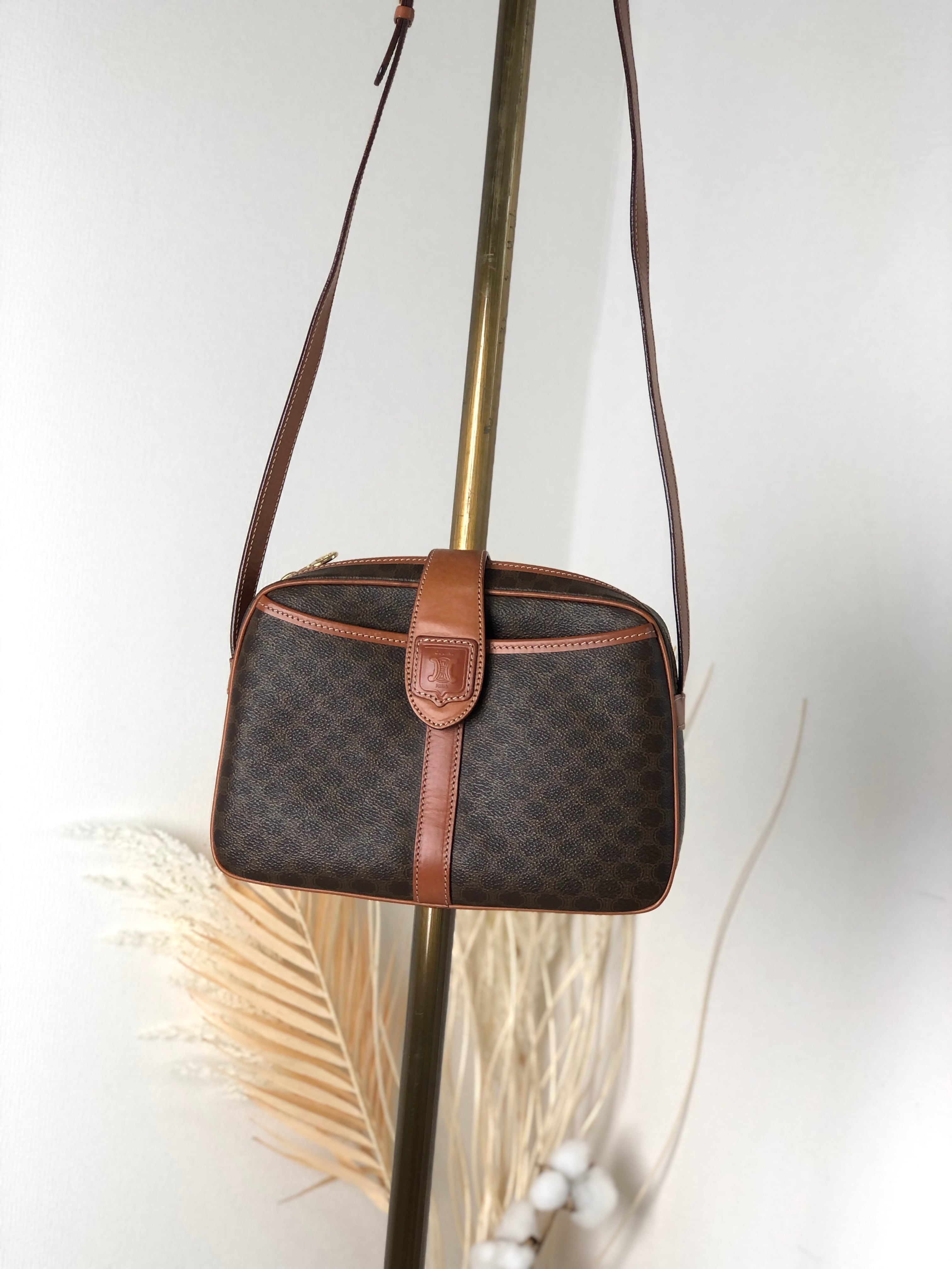 CELINE セリーヌ マカダム ショルダーバッグ ブラウン ブラゾン型押し