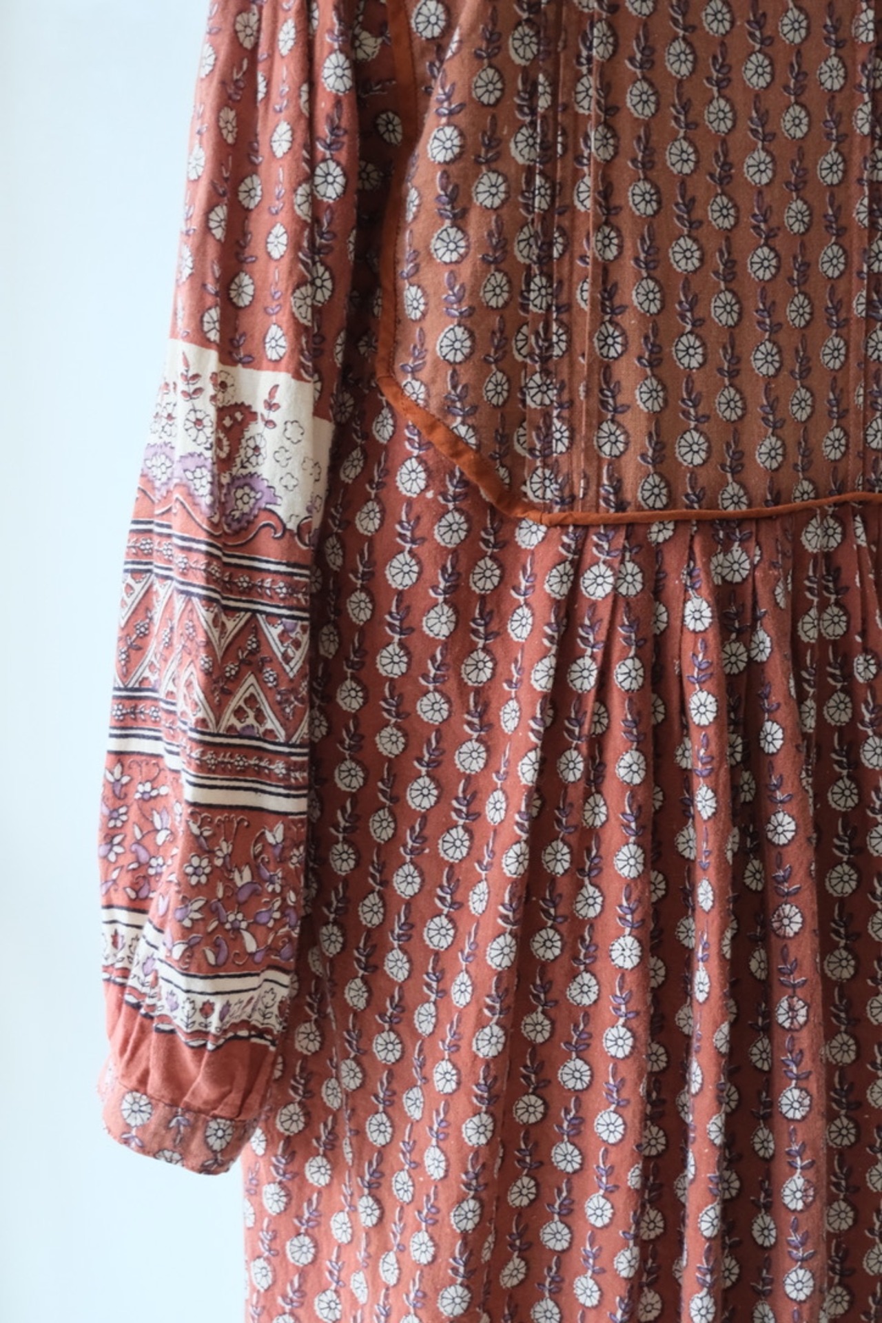 Indian cotton terracotta with lavender dress