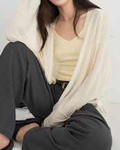 Back ribbon long sleeve cardigan L0138