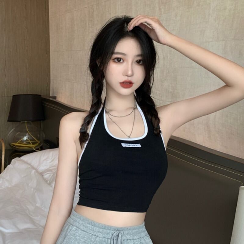 サマートップス ショートバックブラックホルター 夏物 ヨーロピアン YY-ファッション25771145908