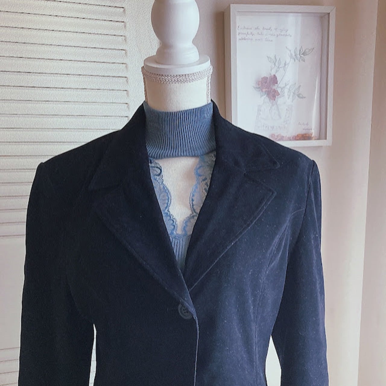 Oscalitoオスカリート リバーレースハイネックトップス ウールシルク サイズ4(L~2L)(11~13号)7611