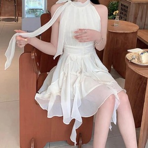 フリルプリーツシフォンドレス