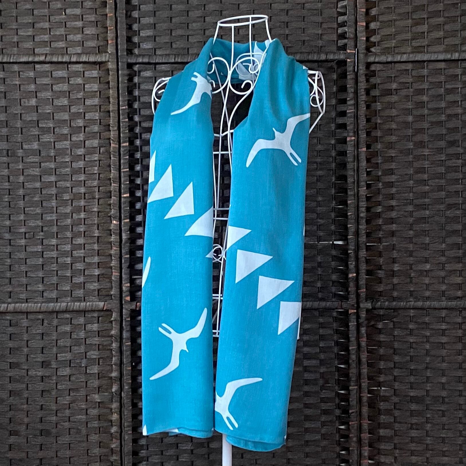 パレオ 【FLYING IWA-TEAL-WHITE】ハワイ直輸入 パレオ 大判 ストール