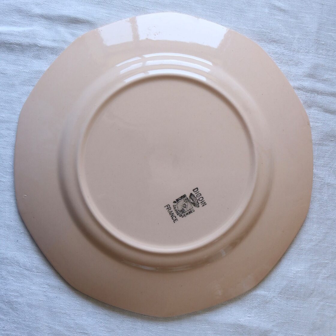 Sarreguemines 10角 サーモンピンク プレート アンティーク フランス 