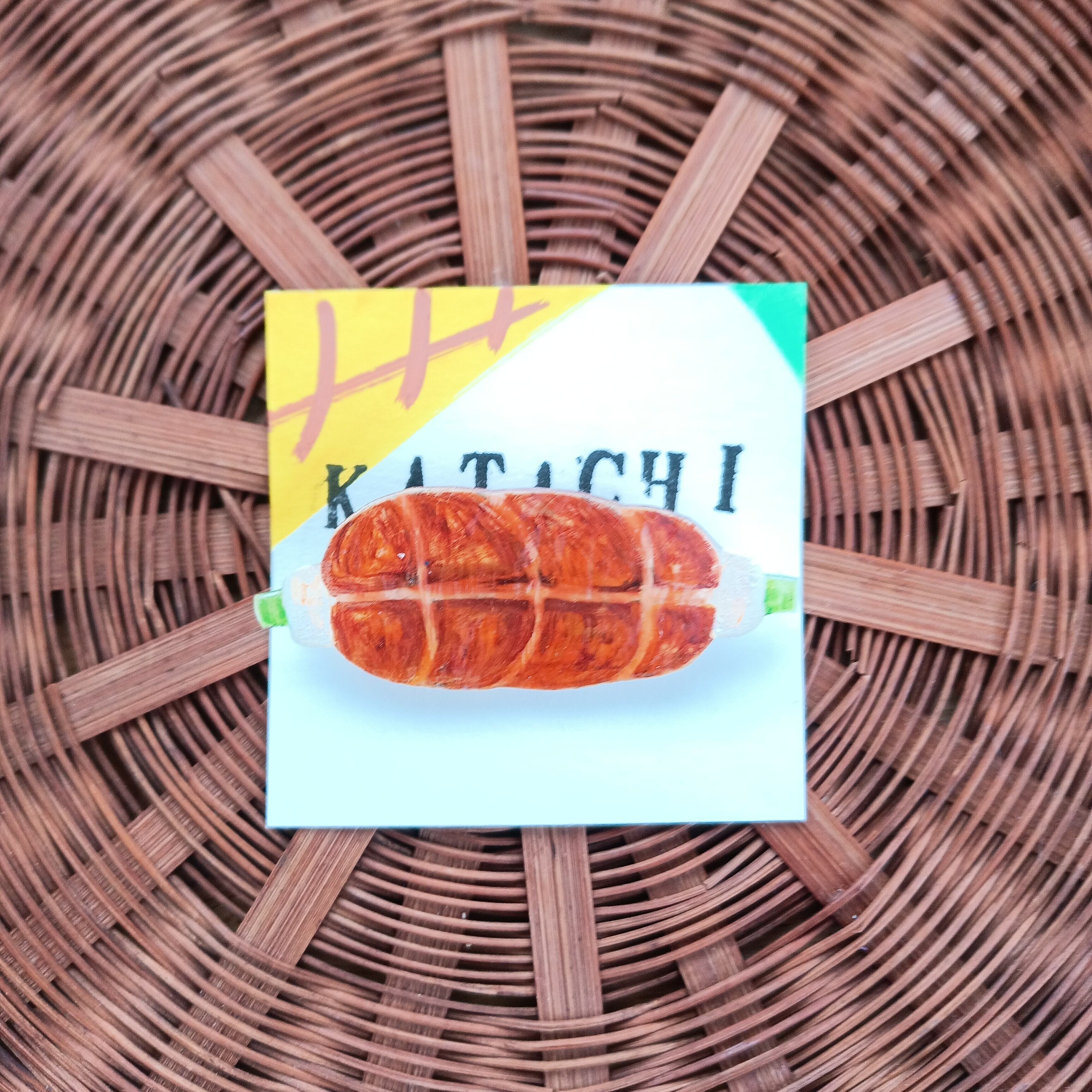 ヘンテコ ブローチ ちくわパン パン 菓子パン 手描き 一点もの