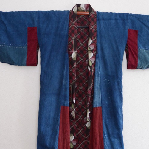 着物 木綿 藍染 ジャパンヴィンテージ ローブ 古着 古布 リメイク素材 昭和レトロ | Kimono Robe Women Long Japanese Fabric Vintage Indigo