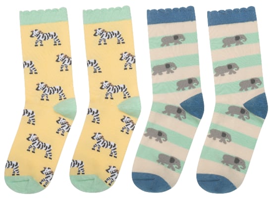 SC02425-1:Safari Fun 2 Pack Socks 9-12 Jnr-GREEN