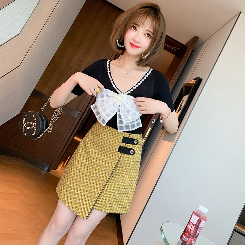 Vネックメッシュリボンスリムトップス オータム 秋物 MIUCO57344245852