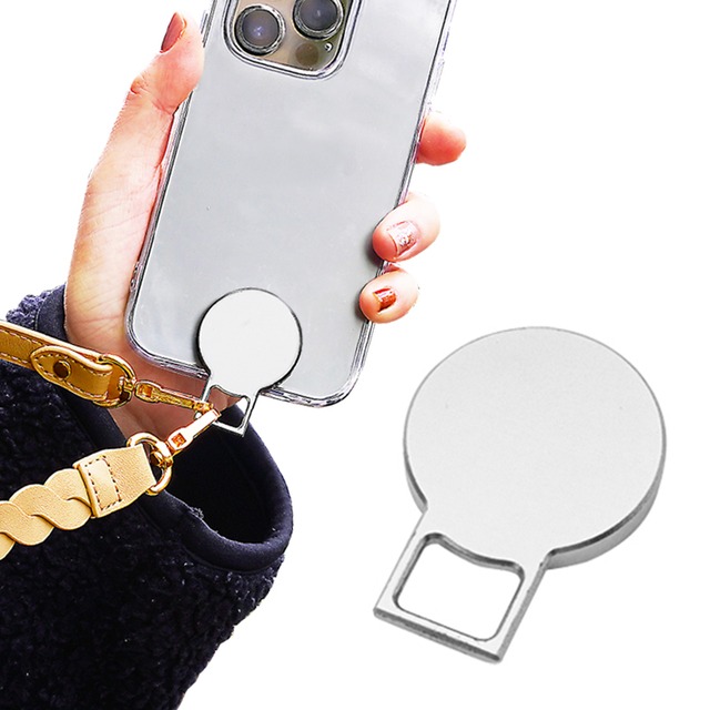 マグネット式ストラップホルダー／MAGHOL(マグホル)／シルバー／iPhone&Smartphone対応 瞬間着脱 スマホショルダーストラップ リュック バッグ クロスボディストラップ