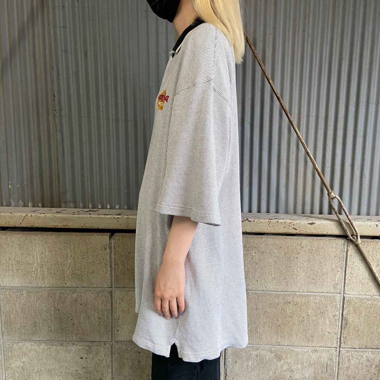 ビッグサイズ 90年代 企業ロゴ刺繍 team tuba pro shop ニット ポロシャツ メンズ2XL 古着 90s ビンテージ