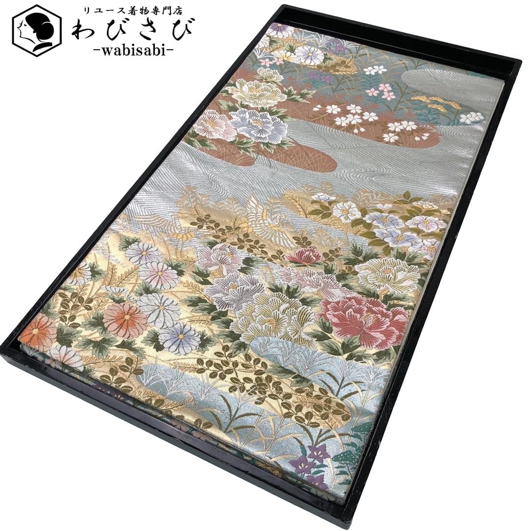 夏着物 小紋 絽 波模様に花七宝 呉須色 K-6134 着物 きもの kimono