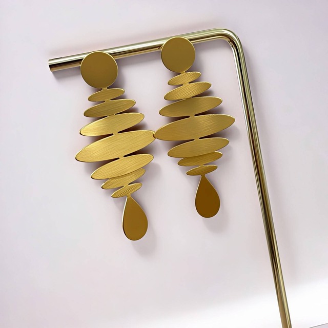 SCULPTURE DROP  24K コーティングキャッチピアス