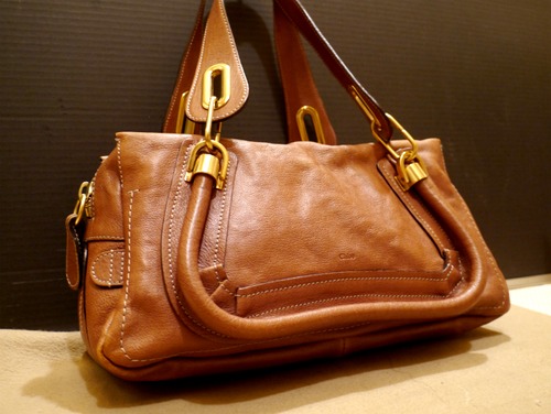 美品◆Chloe クロエ パラティ レザー トートハンド バッグ茶◆