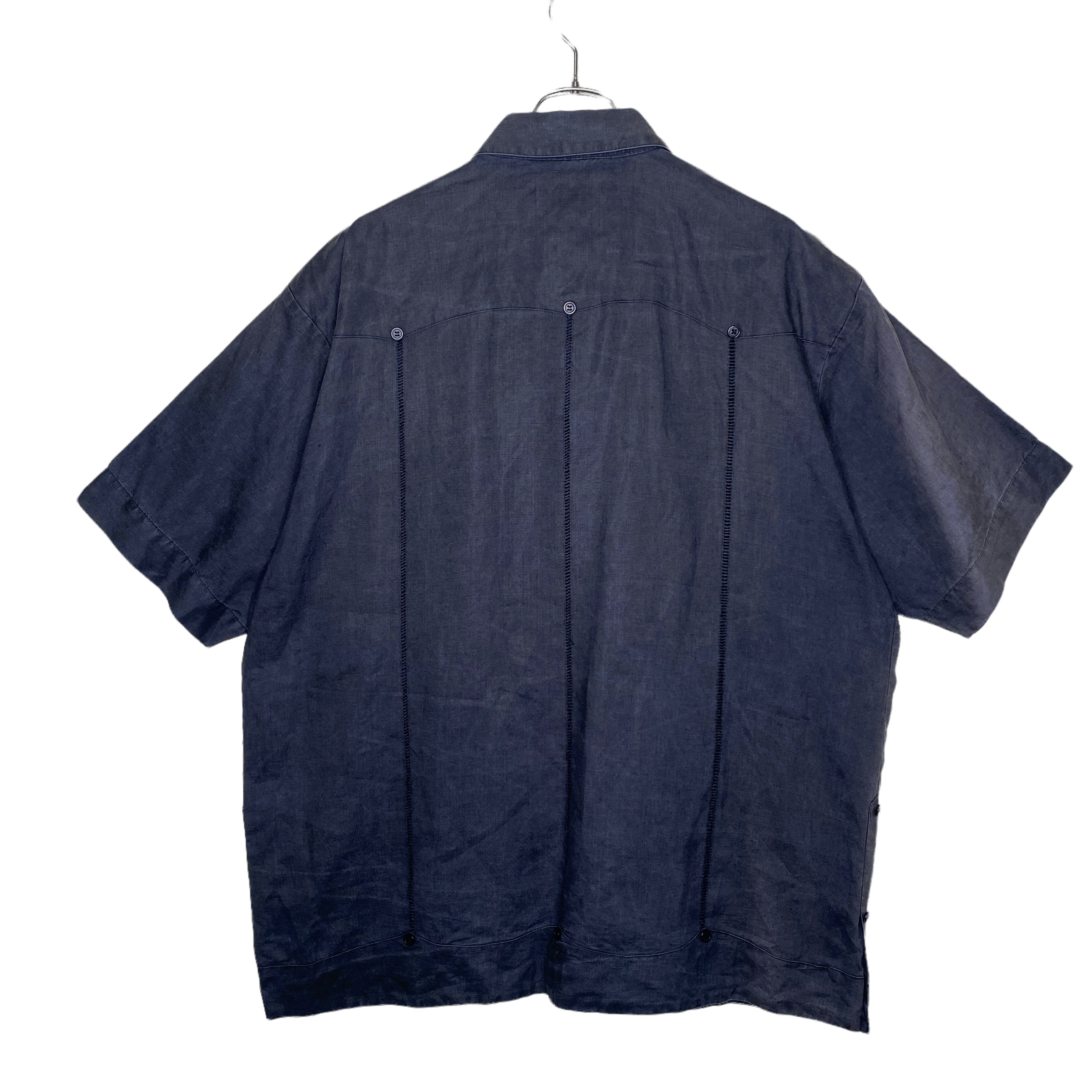 CARDINALI 半袖開襟キューバシャツ 薄青 XL ボックスシルエット 古着