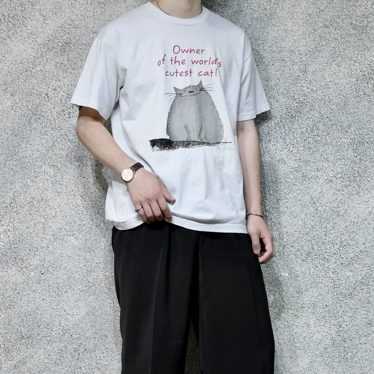 90's happy cat print tee