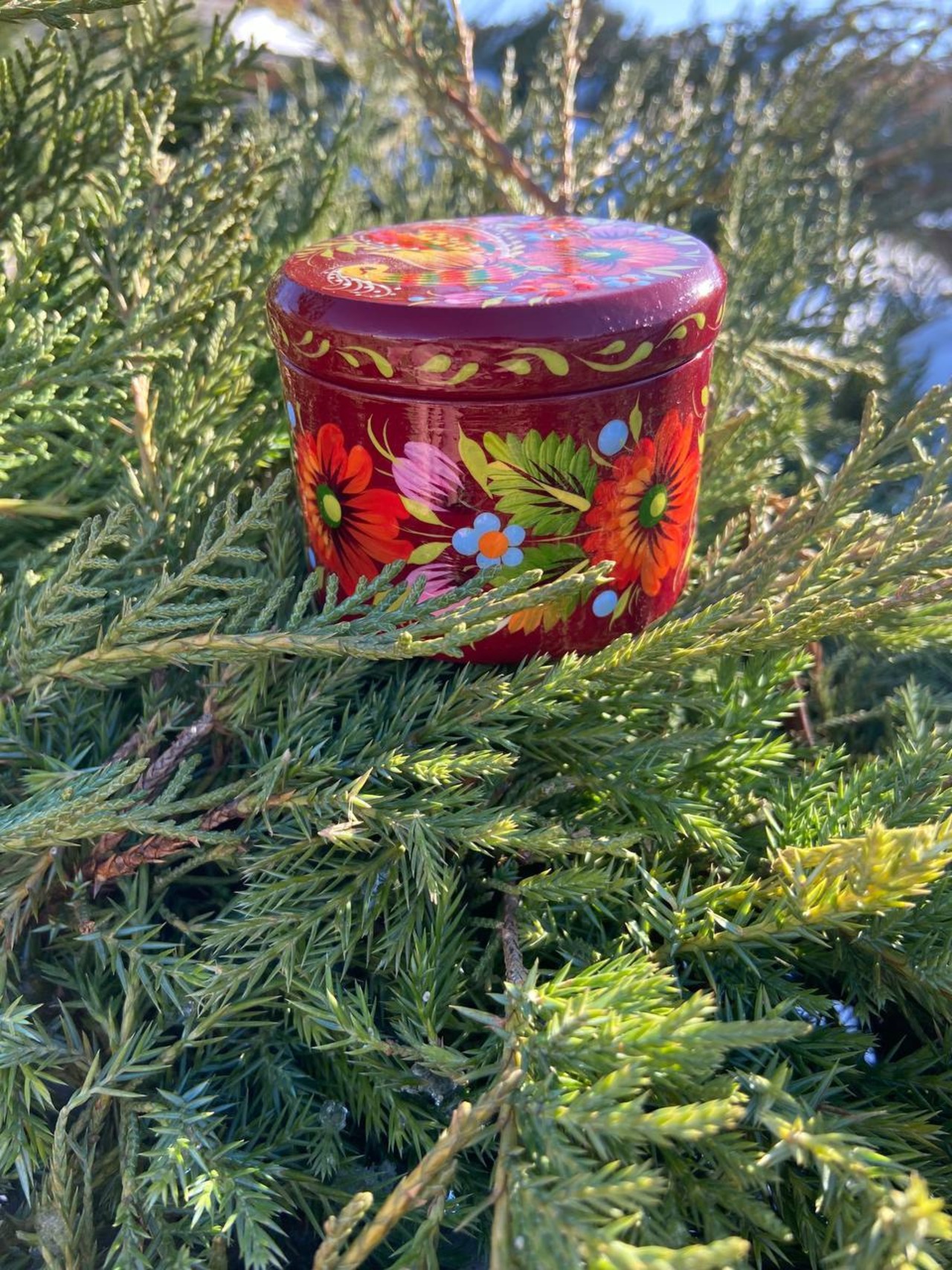 ペトリキウカ塗り　木製小物入れ・ジュエリーボックス（ティモシェンコ作）ウクライナ製 - 2