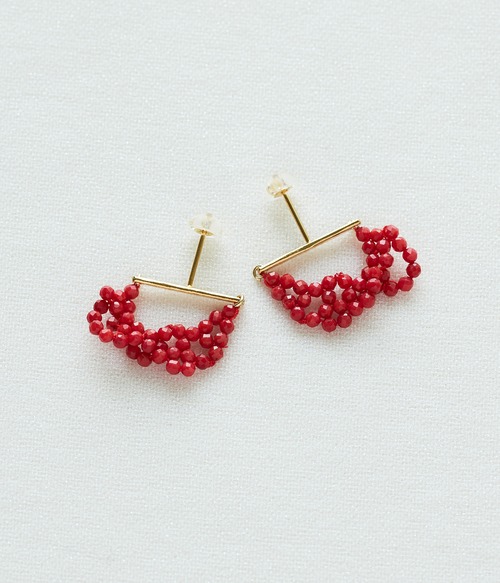 14001 - Red Coral Pierce - K18YG
