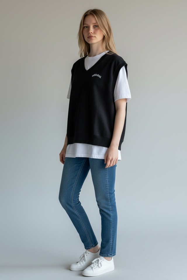 [SALE] MILKFED.｜Vネック ゆるスウェットベスト  （レイヤードが楽しくなる）