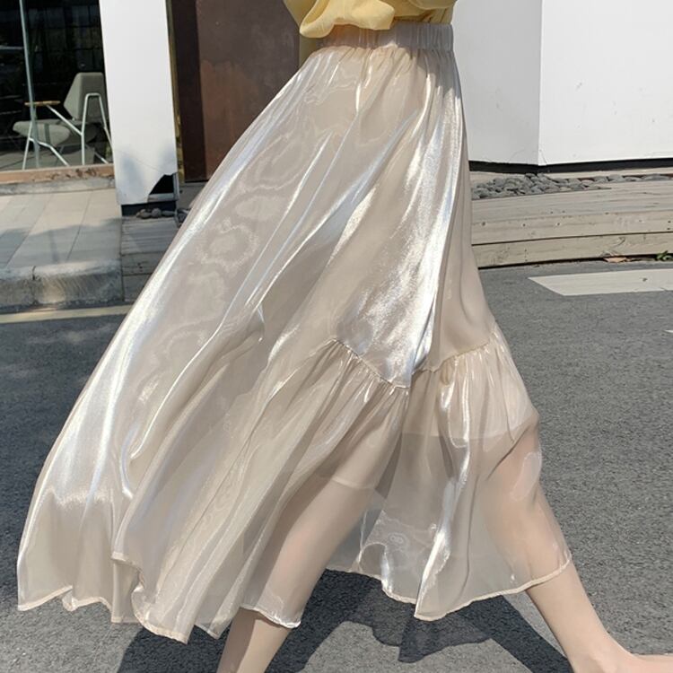 【着用レビュー】スカート レディース ロングスカート フレア ギャザー シースルー シフォン 透け感 光沢 ウエストゴム 変形デザイン アシンメトリー とろみ感 かわいい 大人可愛い シンプル カジュアル おしゃれ お洒落 きれいめ 上品 クール こなれ感 ラフ キュート ガーリー レトロ シック OL 通勤 デート お出かけ 女子会 休日 イベント 送料無料 ベージュ オフホワイト 白 ブラック 黒 春 夏 秋 10代 20代 30代 韓国 普段使い 定番 着回し ママ ファッション コーデ 楽ちん