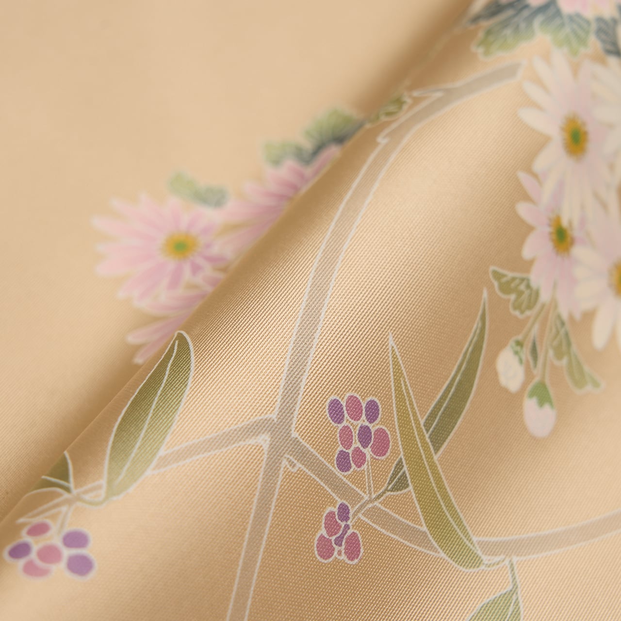 野菊とムラサキシキブのお花 友禅名古屋帯【中古】 | かわの屋