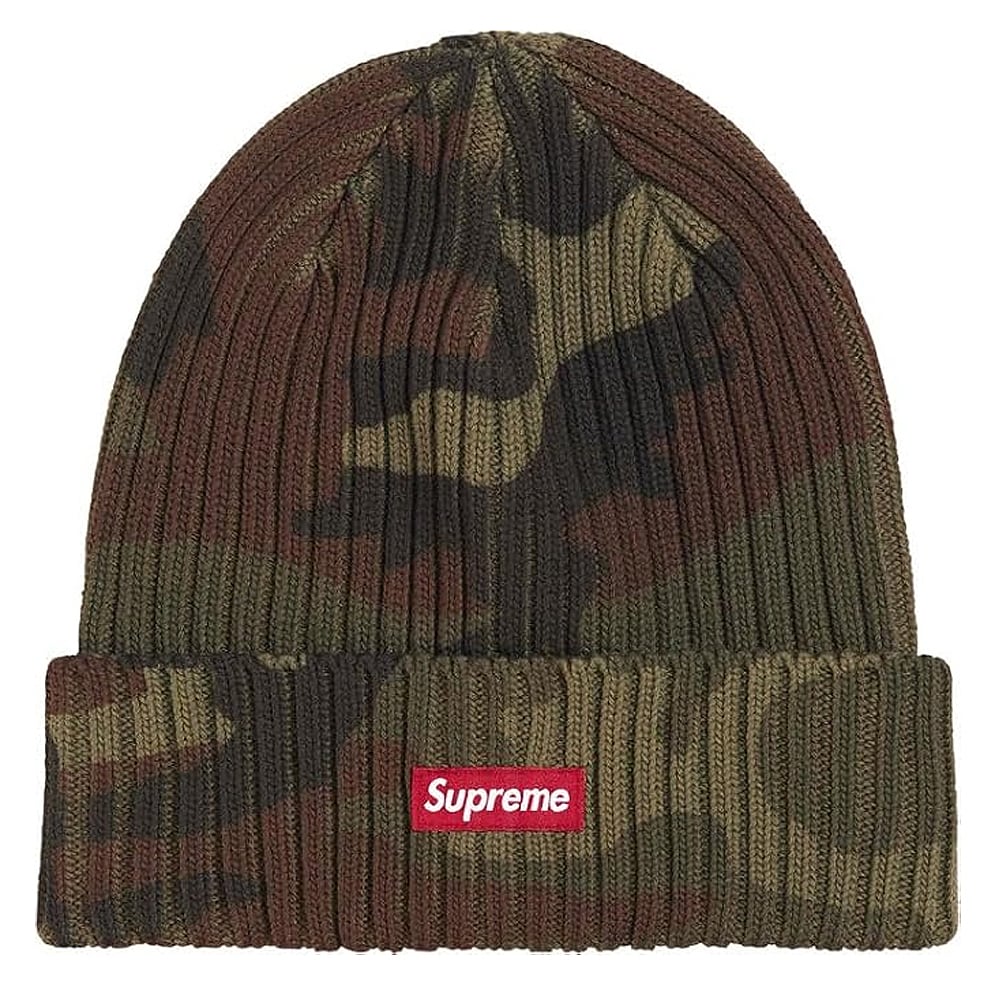 【シュプリーム】ニットキャップ ビーニー スモールボックスロゴ刺繍 ワークキャップ Supreme Overdyed Beanie 26SS (Wood Camo)