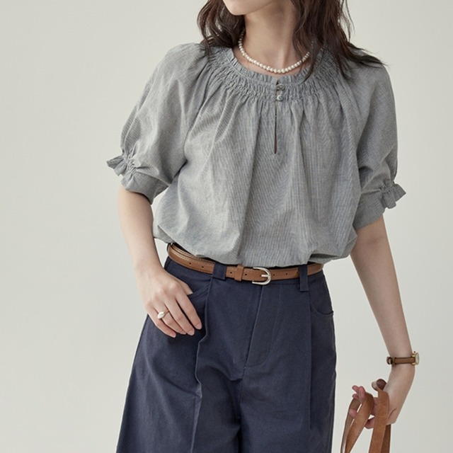 gathered design puff sleeve tops