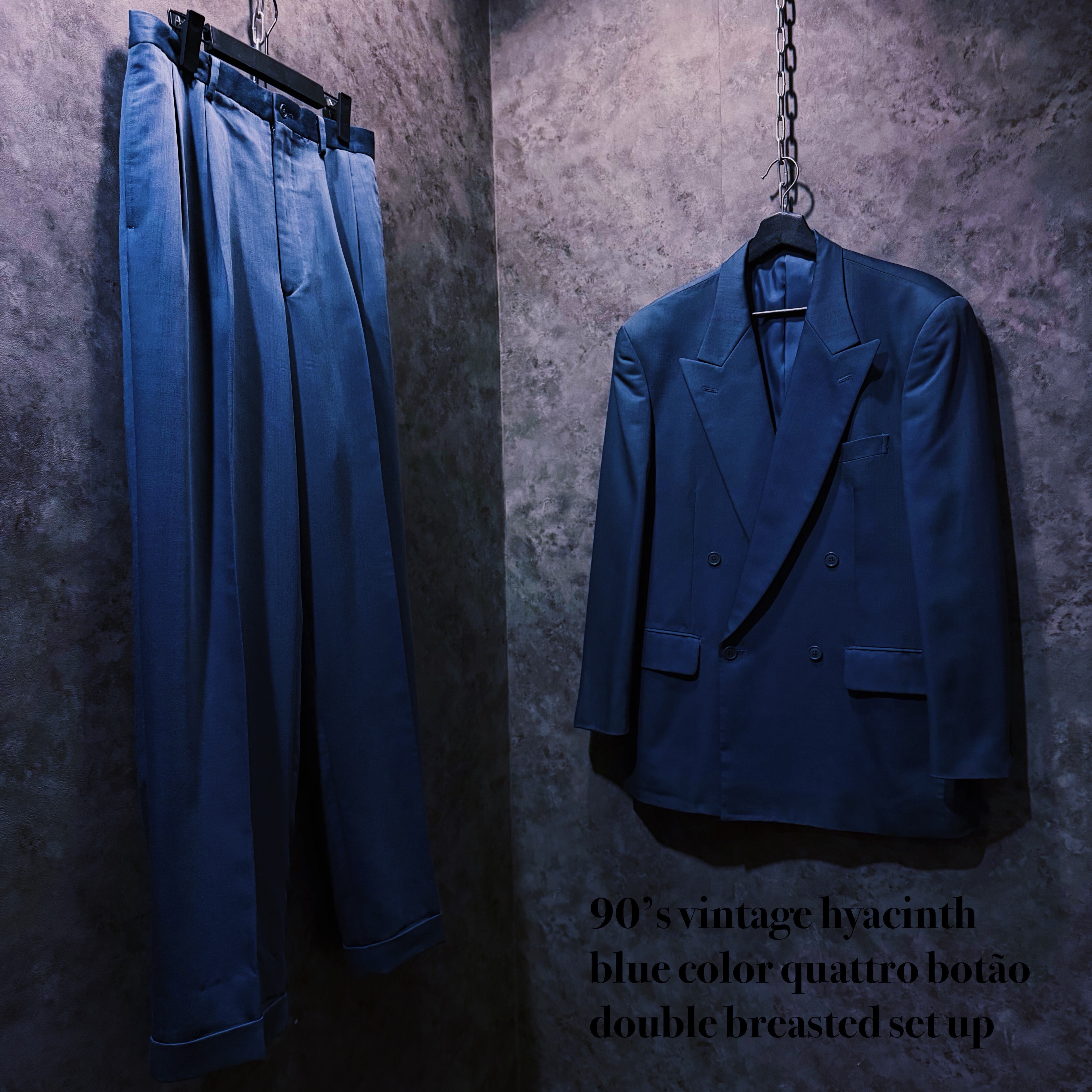 【 doppio】90’s vintage hyacinth blue color quattro botão double breasted set up