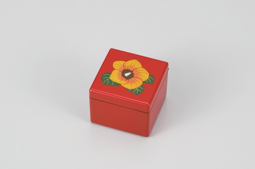 36-3307　 鏡付プチBOX 朱塗 ゆうな Jewelry Box w Mirror Vermilion Hibiscus