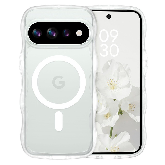 GUAGUA Google Pixel 11 / Pixel 11 Pro ケース MagSafe対応 ウェーブ ピクセル11 ケース かわいい ソフトうねうね 滑り止め 人気 韓国 おしゃれ マグネット 車載ホルダー対応 半透明 指紋防止 耐衝撃 かわいい グーグルピクセル11 カバー