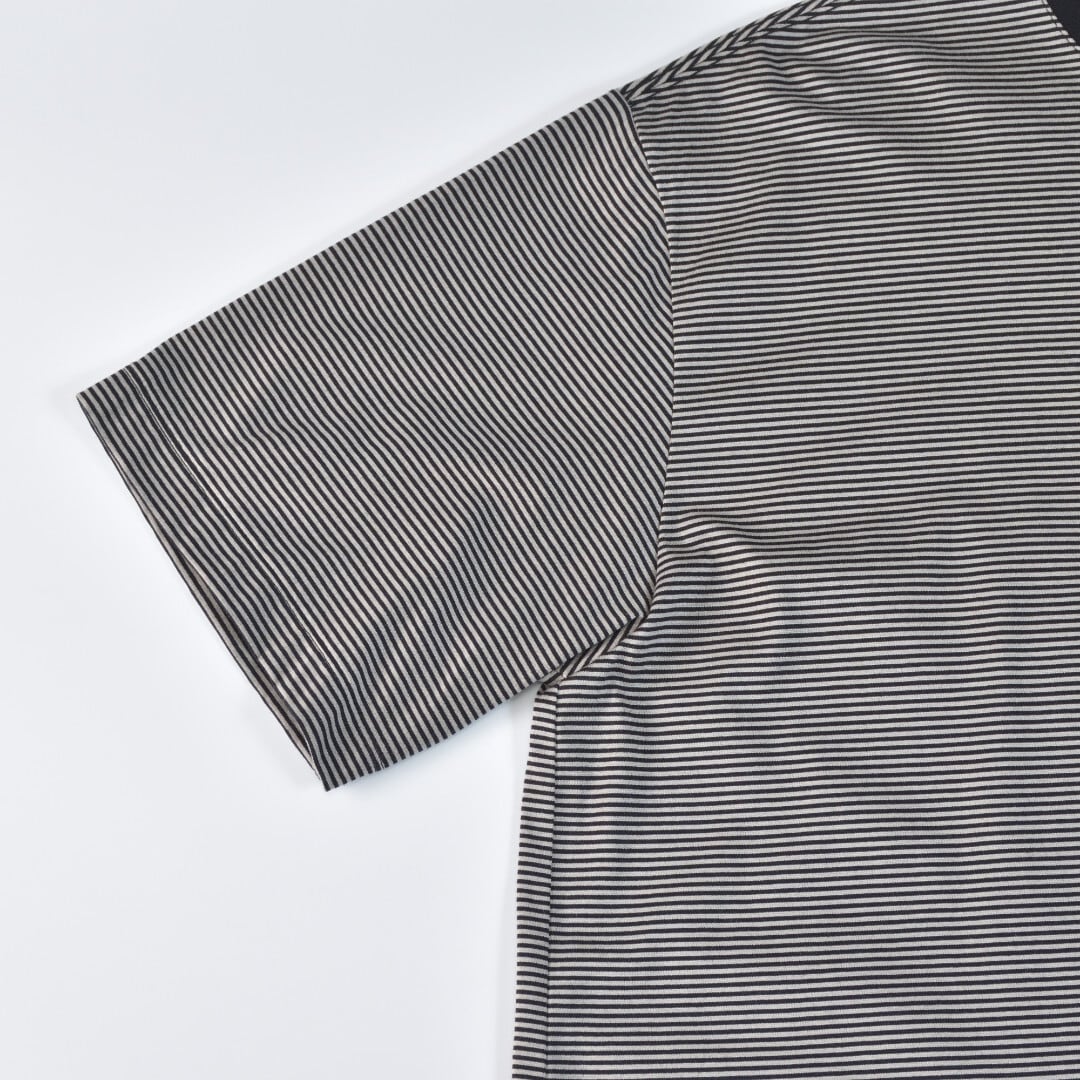 Manual Alphabet マニュアルアルファベット MINI BORDER WIDE TEE ミニボーダーワイドTシャツ・ブラック 【メンズ】ゆとりのあるワイドシルエット