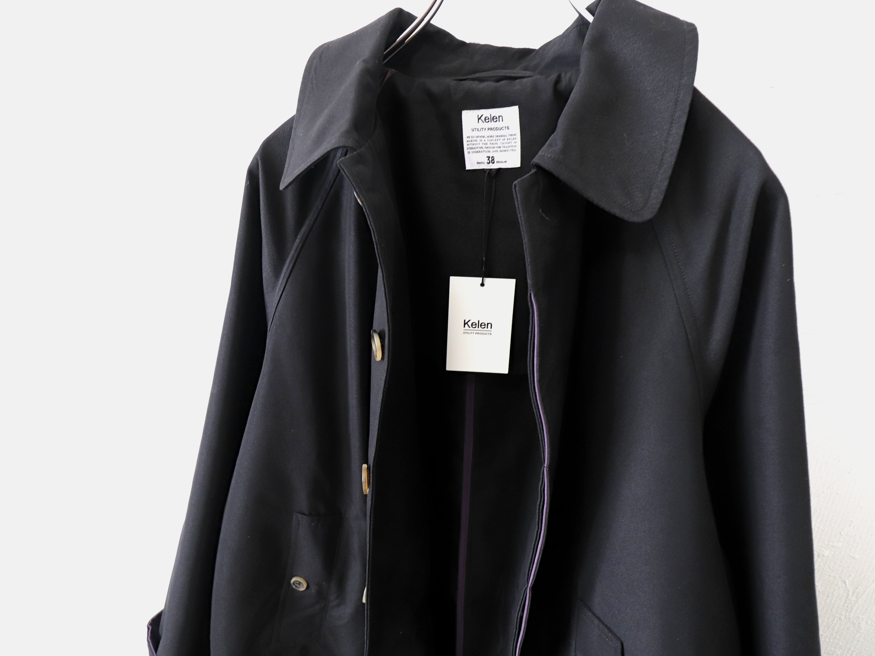 KELEN / BAL COLLAR COAT“GRAVES 2TONE” - BLACK ケレン / バルカラー