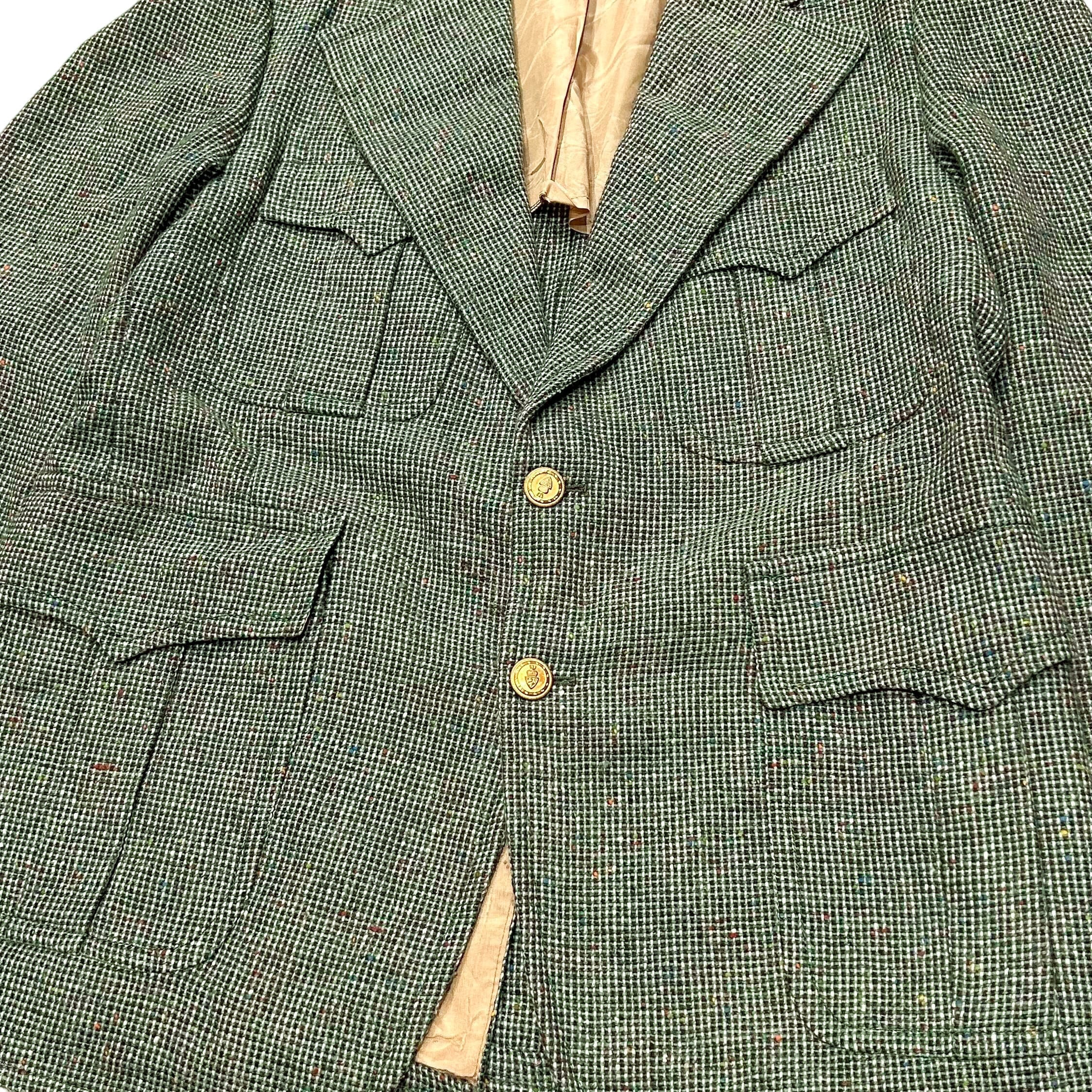 70's Nep Tweed Tailored Jacket XL程度 / サファリ ハンティング