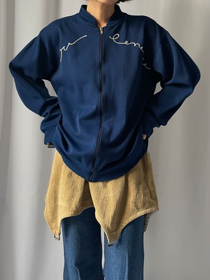Remake navy back lace track jacket