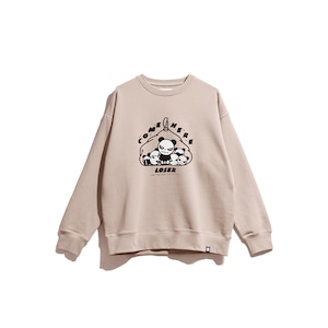 SALE 送料無料【HIPANDA ハイパンダ】男女兼用 フロッキー クルーネック スウェット トレーナー UNISEX CREW NECK SWEAT SHIRT / KHAKI・BLACK