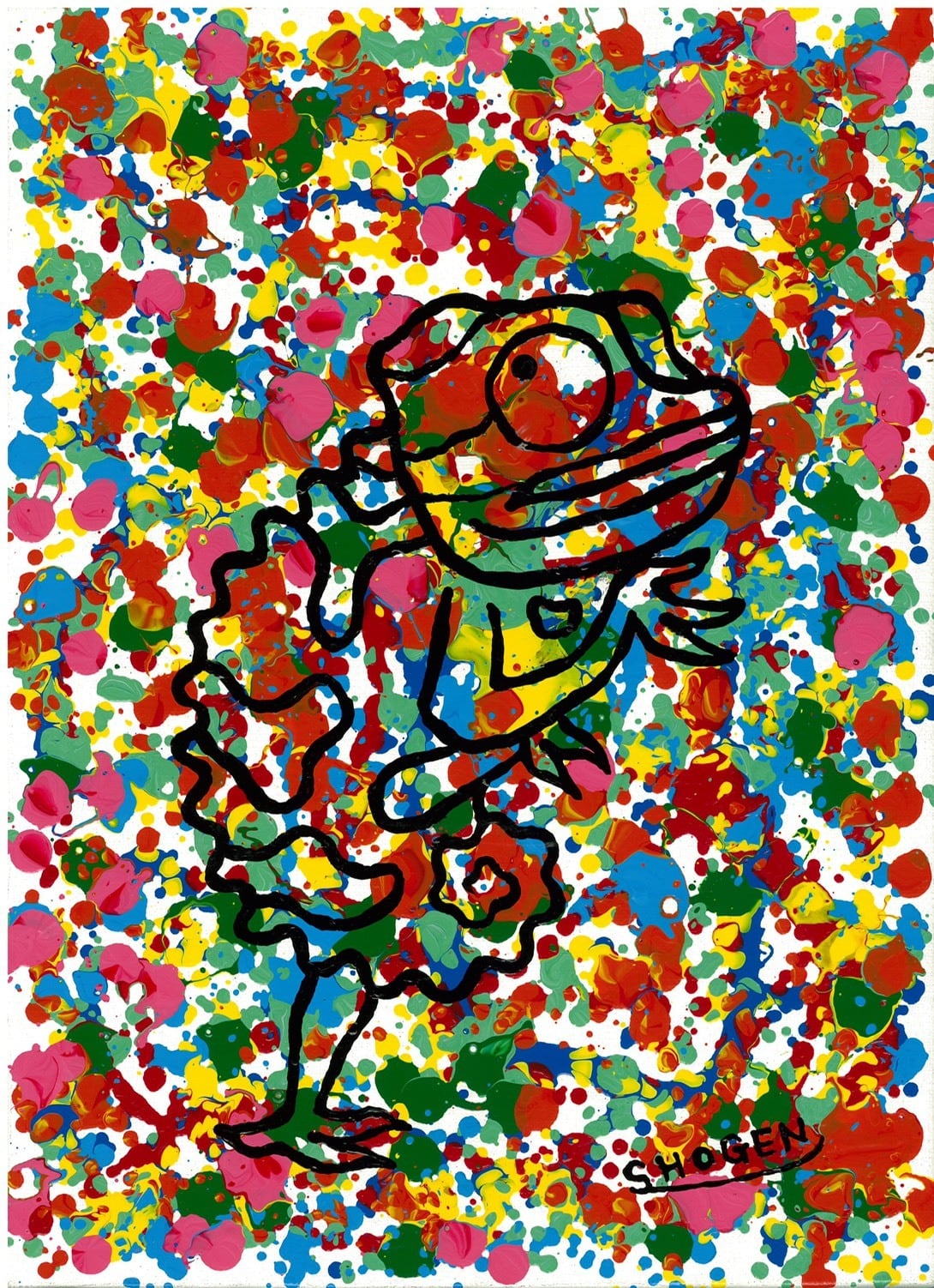 「木漏れ日に変身するカメレオン」キャンバス地レプリカ(A4サイズ)