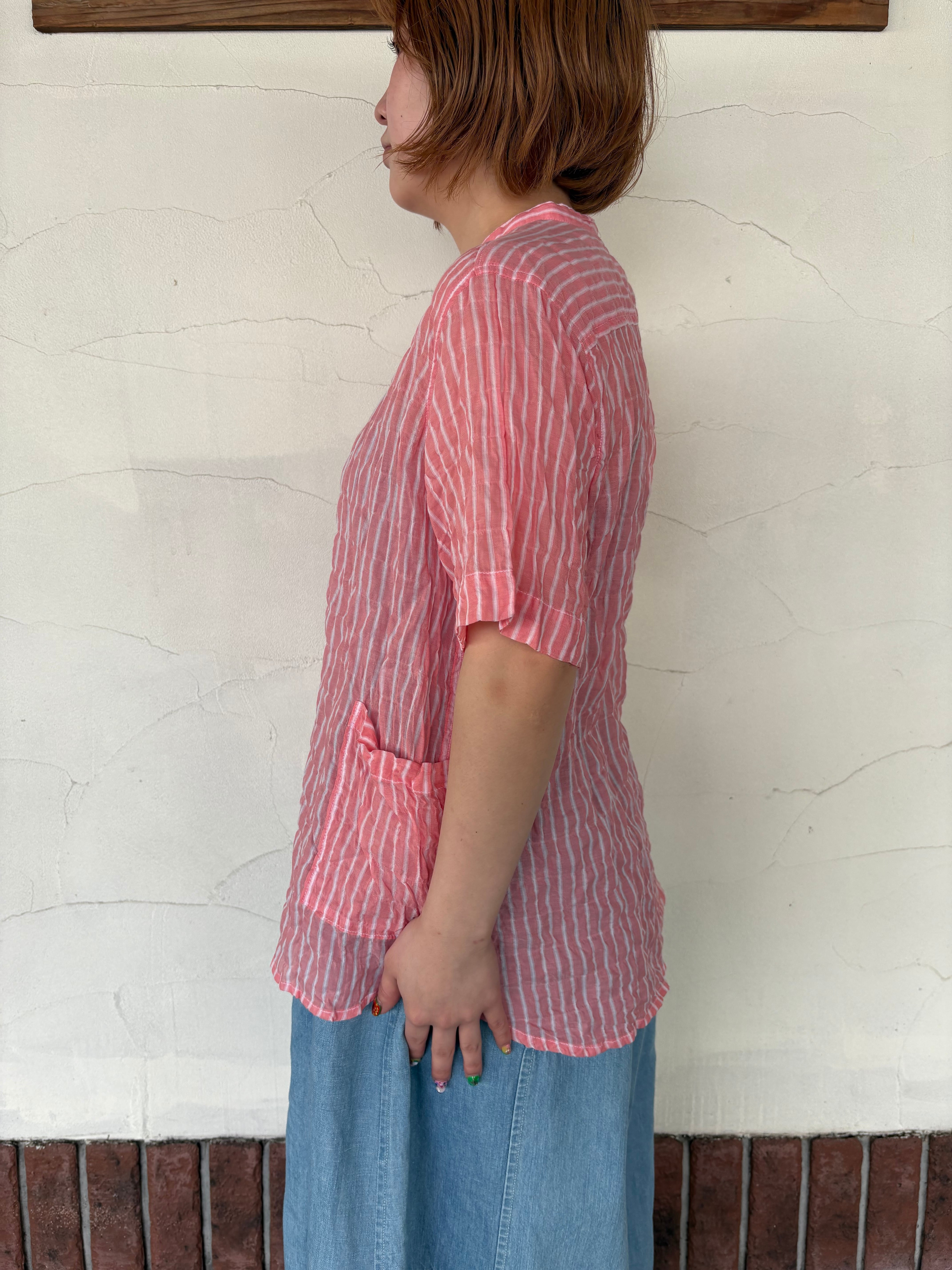 NATURAL LAUNDRY 先染シャーリング ファーマーシャツ NATURAL LAUNDRY] “シャーリング 前開きファーマーシャツ” | HORUS WORKS