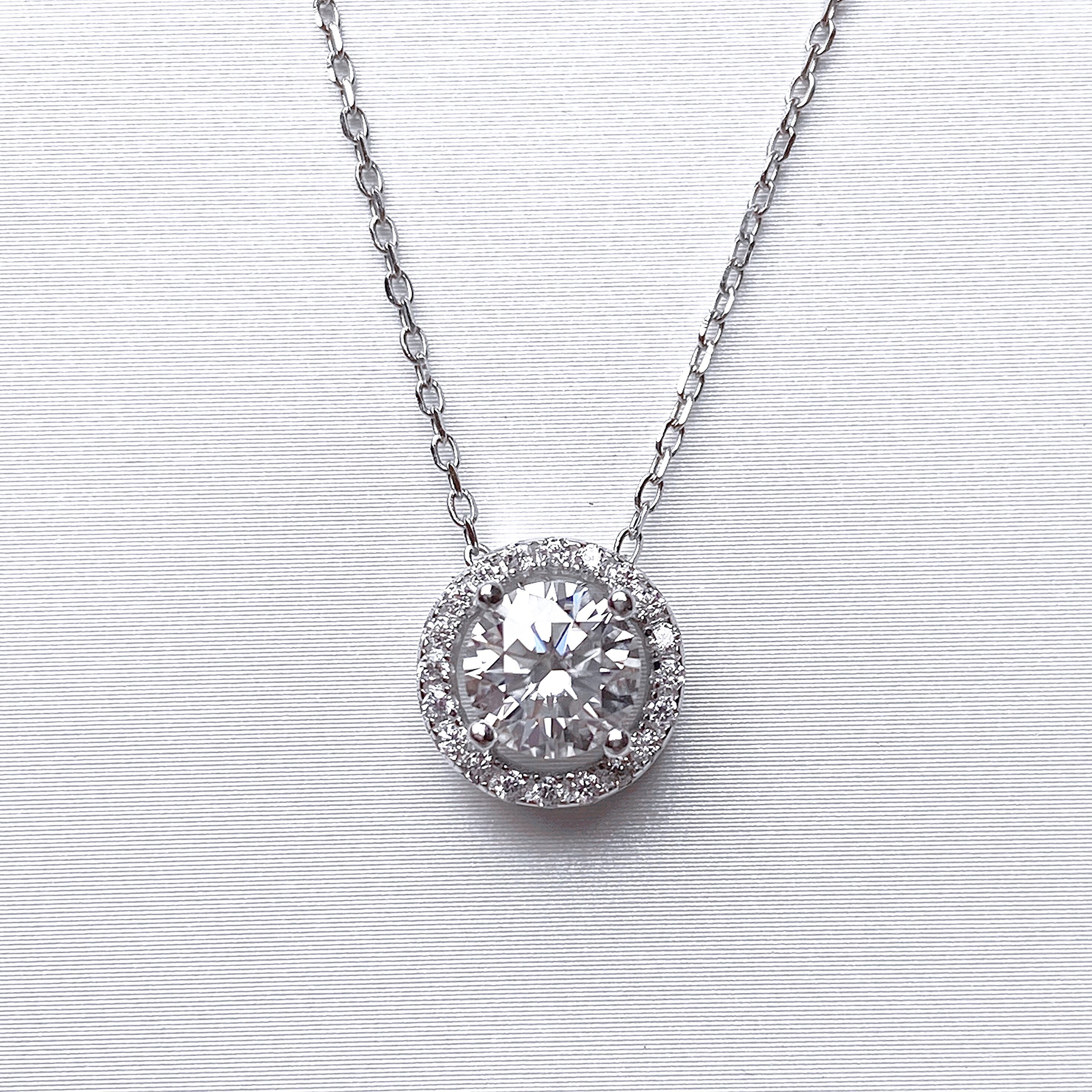 センターモアサナイト1.0ct ヘイローネックレス silver925プラチナ