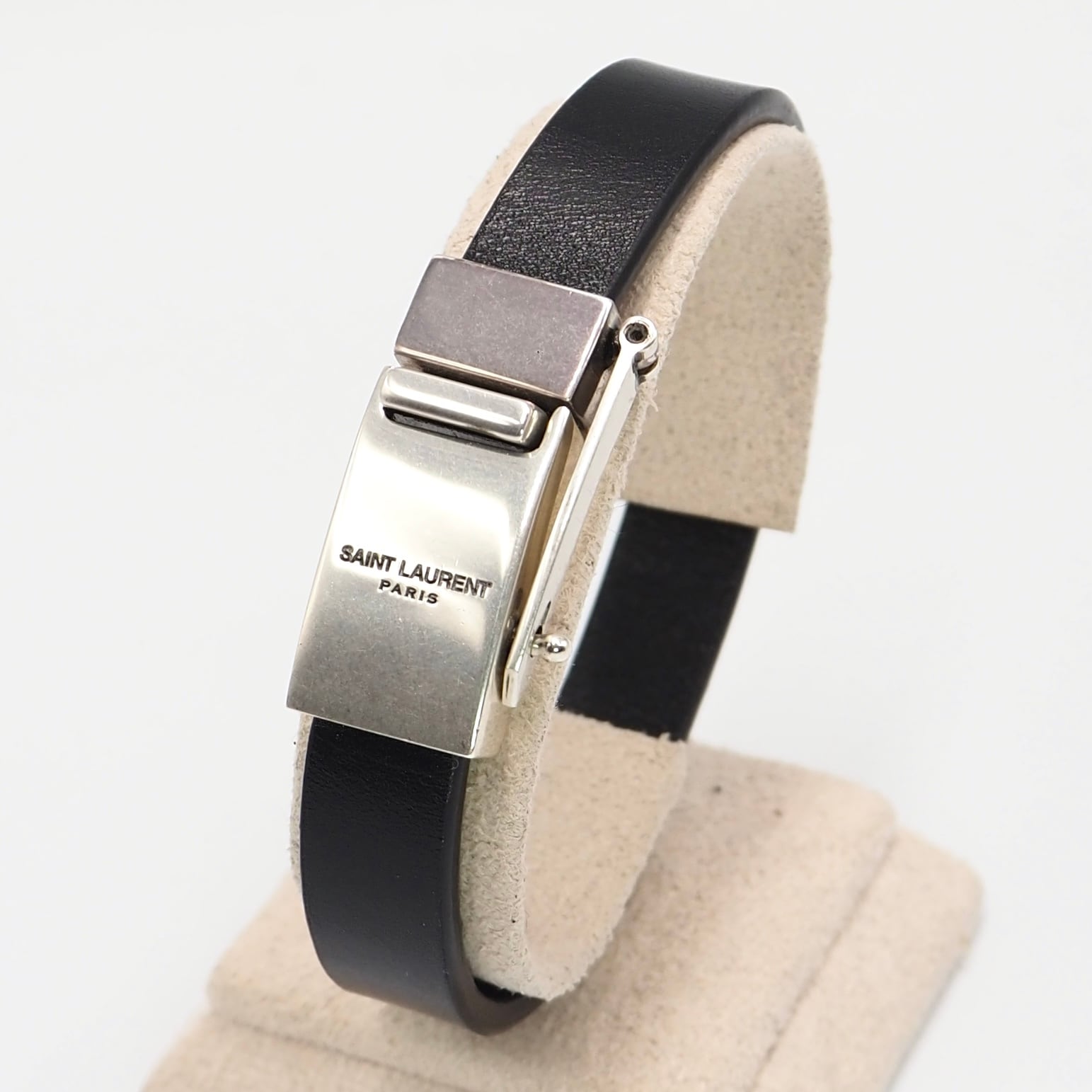 SAINT LAURENT レザーブレスレット レザー ブラック サンローラン