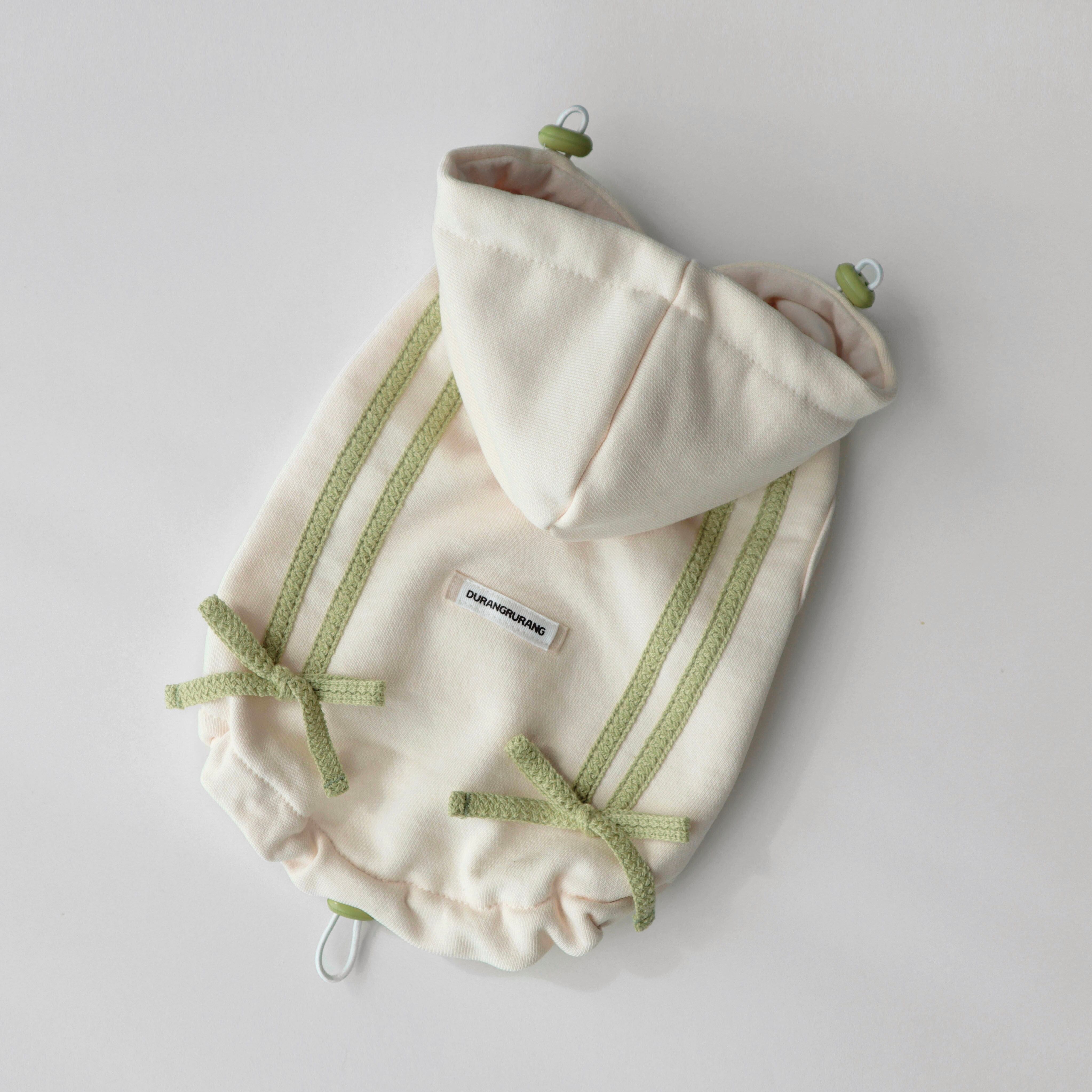 予約【DURANG RURANG】RIBBON HOODIE JACKET (Cream)