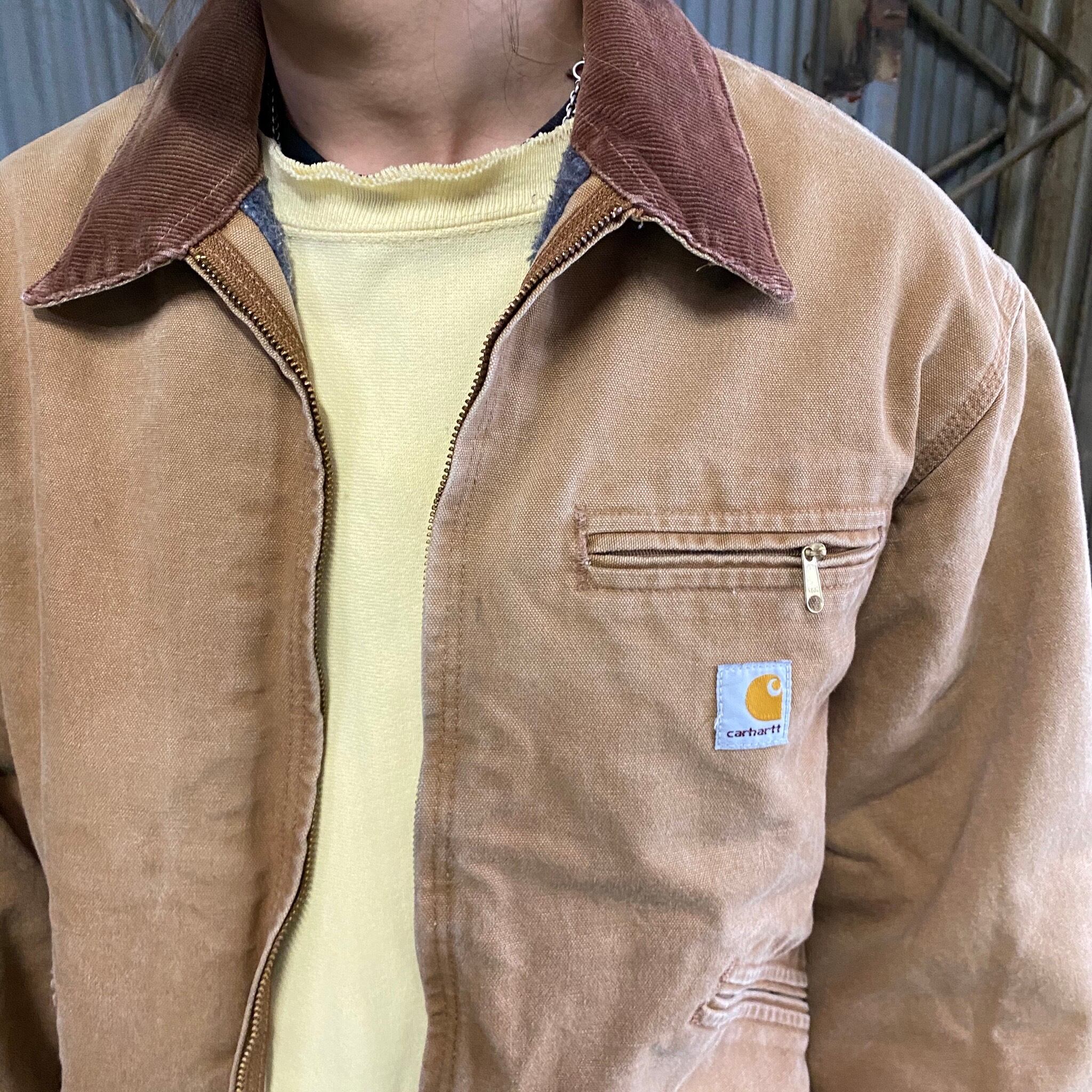 USA製 Carhartt カーハート デトロイトジャケット ワークジャケット ダック地 ブランケットライナー ブラウン 茶色 ベージュ メンズL相当  古着【ワークジャケット】 | cave 古着屋【公式】古着通販サイト