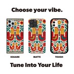 受注生産 iPhoneケース 赤い馬蹄と花のフォーク柄｜お守りモチーフ PSYF030A