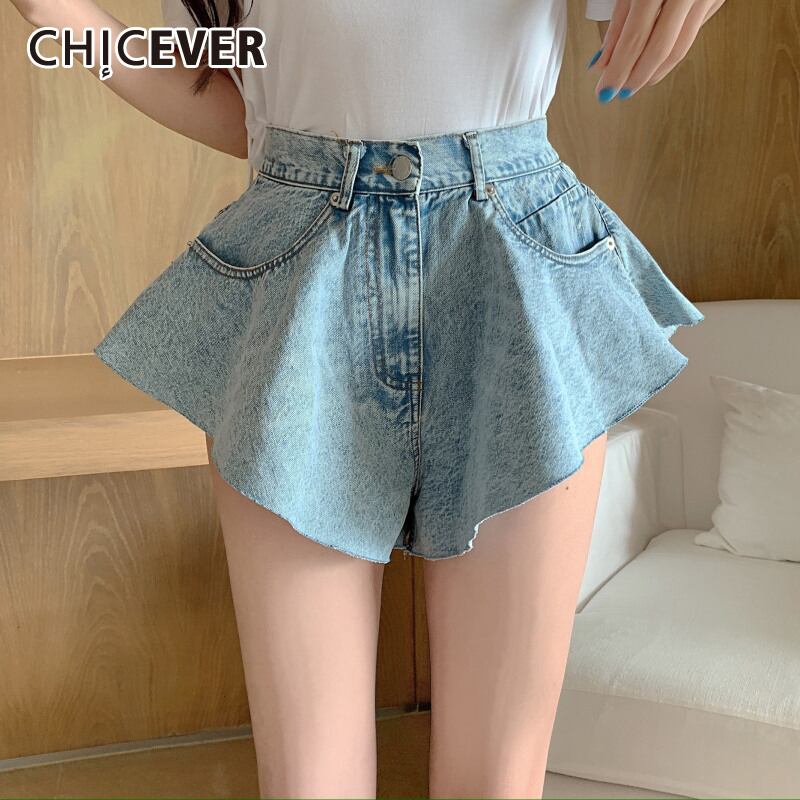 CHICEVERルーズデニムショートパンツレディースウエストテンペラメントブルーラージサイズショーツ2020スタイル 大きめサイズ ブルマー 6base581195743285