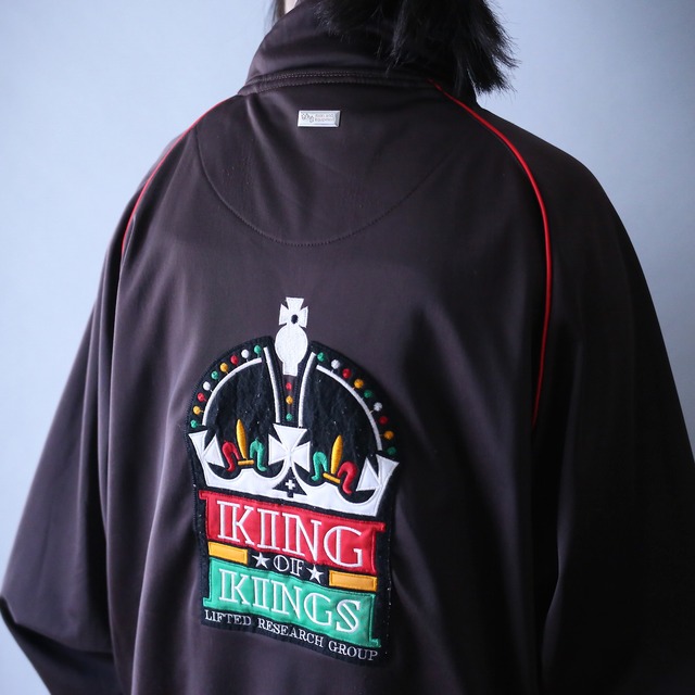 "刺繍" front and back and multi color switching design over silhouette track jacket