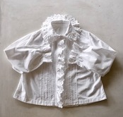 フランス 1900s 空虚な花と実とサーカス襞飾りのあるフリルレースブラウス アンティーク