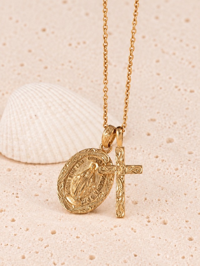 【10/19再入荷】316L hawaiian medai & cross necklace  #n74