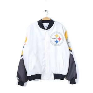 90s チョークライン NFL ピッツバーグスティーラーズ USA製 ヴィンテージ ナイロンジャケット PITTSBURGH STEELERS CHALK LINE サイズXL 古着 @DZ0513