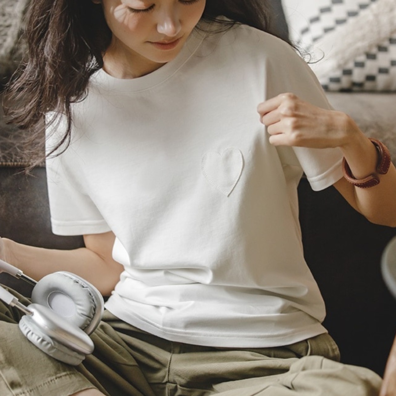 Heart Patch Simple T-shirt / ハート ワッペン シンプル Tシャツ