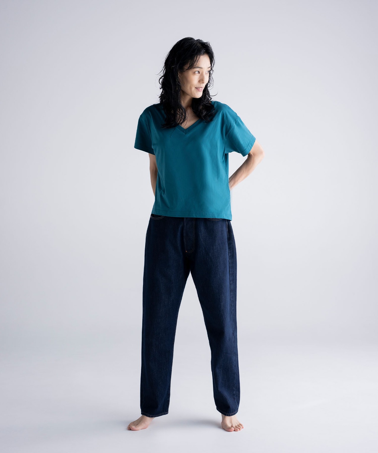 7N&H PRINT V NECK T-SHIRT FOR LADIES［HSC019］