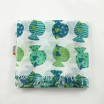 熱帯魚柄ストール スカーフ 大判コットンストール 魚 フィッシュ グリーン 緑 変柄 変わり柄 面白柄 ユニーク