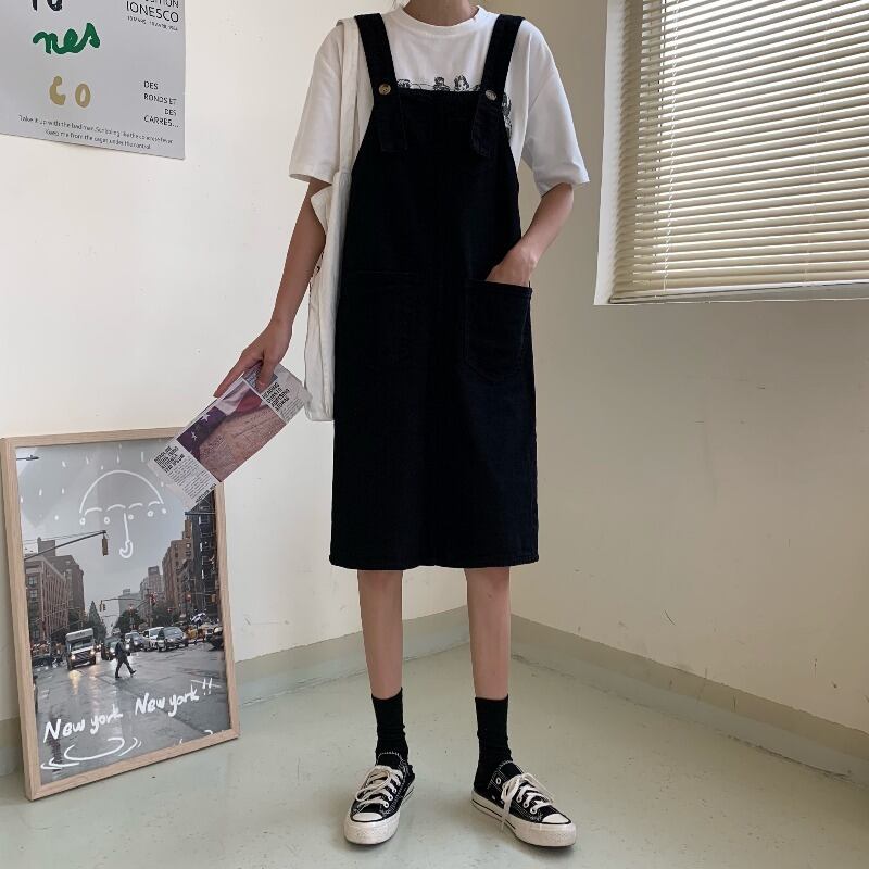 年齢を減らすウエスタンスタイルのスカートサマードレス2020新しい女性バージョンルーズで薄いデニムストラップスカートカジュアルドレス 1号婦人31953643971